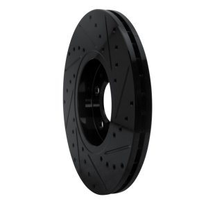 Audi A1 Brake Rotor (1) - Front Left - R1 Concepts - Drilled & Slotted - Black - `98-`18